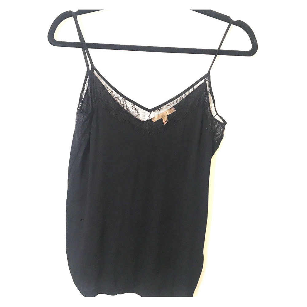 ZARA black lace trimmed layering camisole SZ SMALL